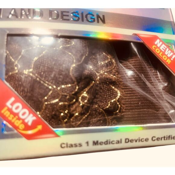 Sankom Support and Posture Bra Brown Lace with Gold Thread #074 Size M-L - Picture 2 of 4